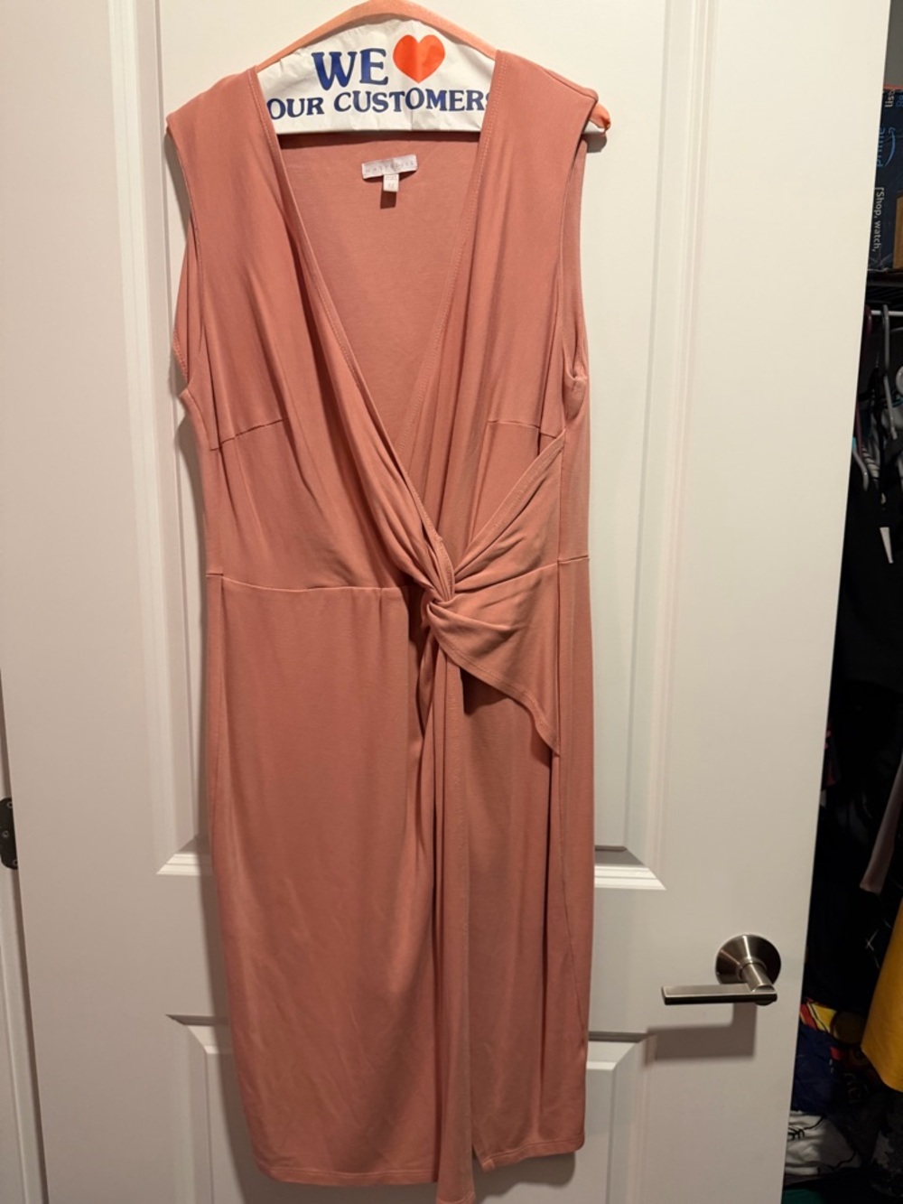Knot-Front Sleeveless Midi Dress in Dusty Rose